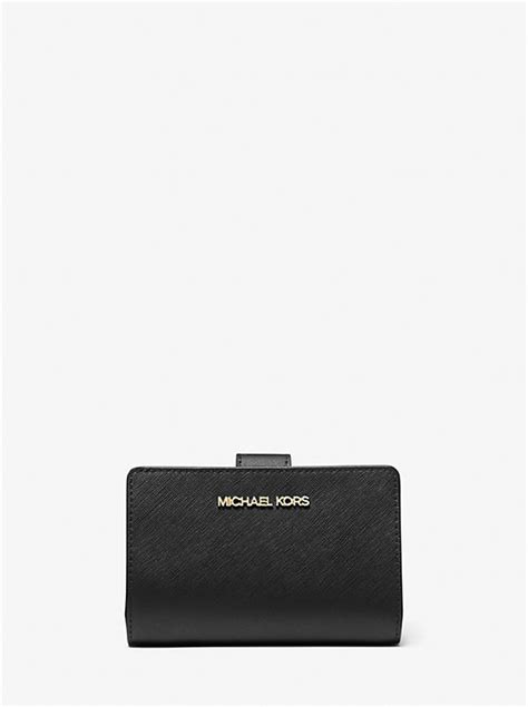 michael michael kors medium crossgrain leather slim wallet|Michael Kors small black wallet.